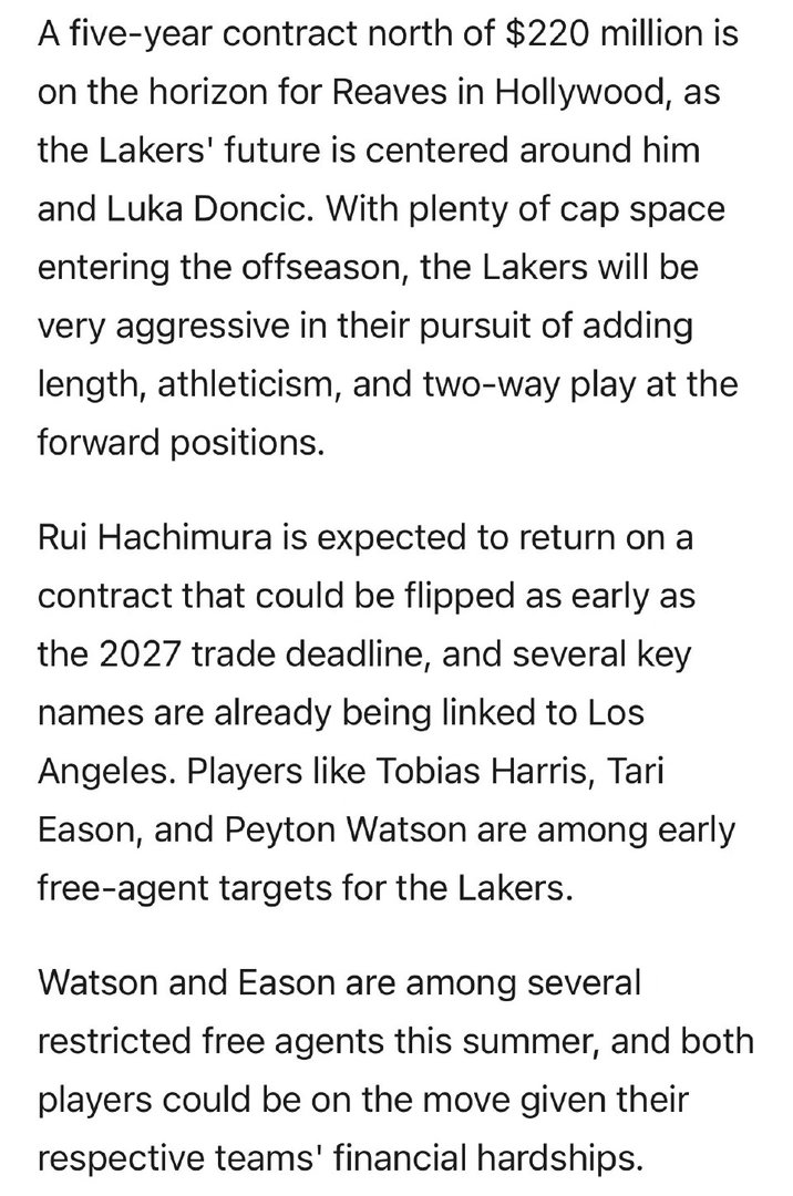 NBA记者BrettSiegel：尽管多支球队准备给里夫斯开出大合同，但他无