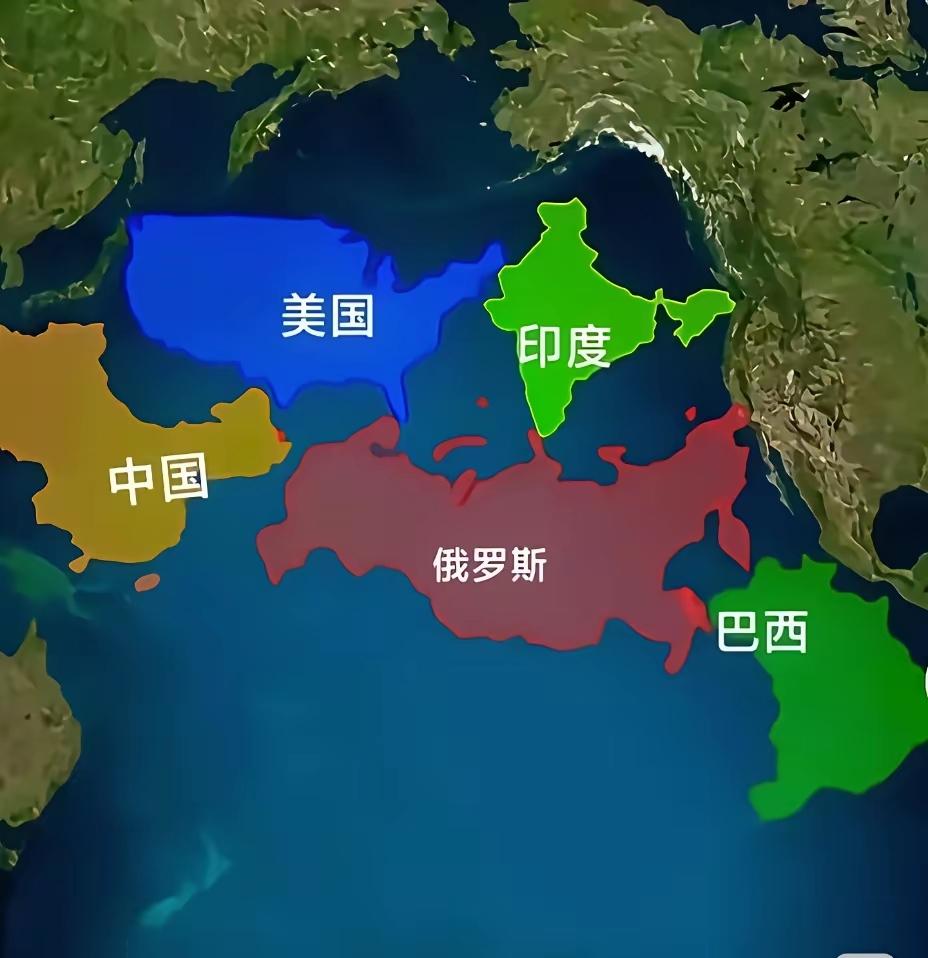 就拿陆地上的中国、美国、俄罗斯、印度、巴西等五个面积最大的国家，全部放在一起，还