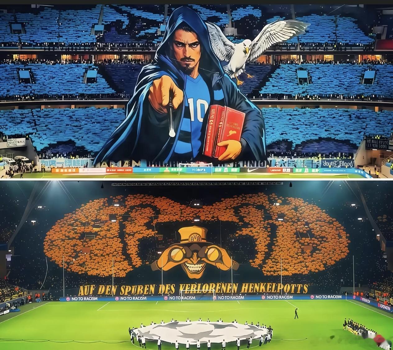大连英博队的巨型tifo，已经可以排名世界前十了甚至说世界前三也不为过。在大连英