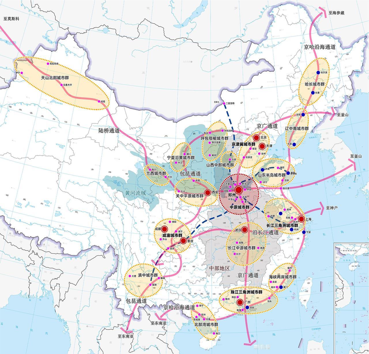 郑州的区位优势太太太凸显吧！从全国城市群规划布局来看，中原城市群周边紧邻了多个