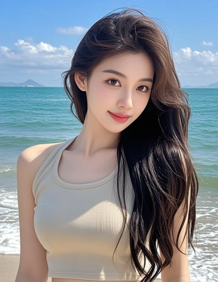 海滩自拍，你认为我的微笑能打几分？