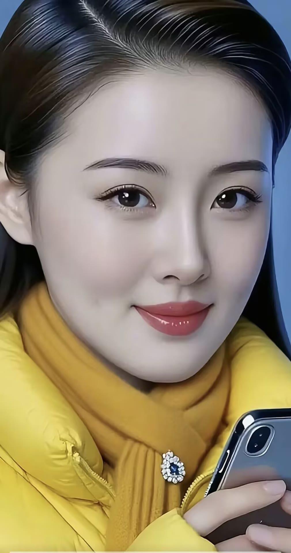 冬日暖阳下，微笑女孩与手机相伴，温暖如春。🌞💖📱