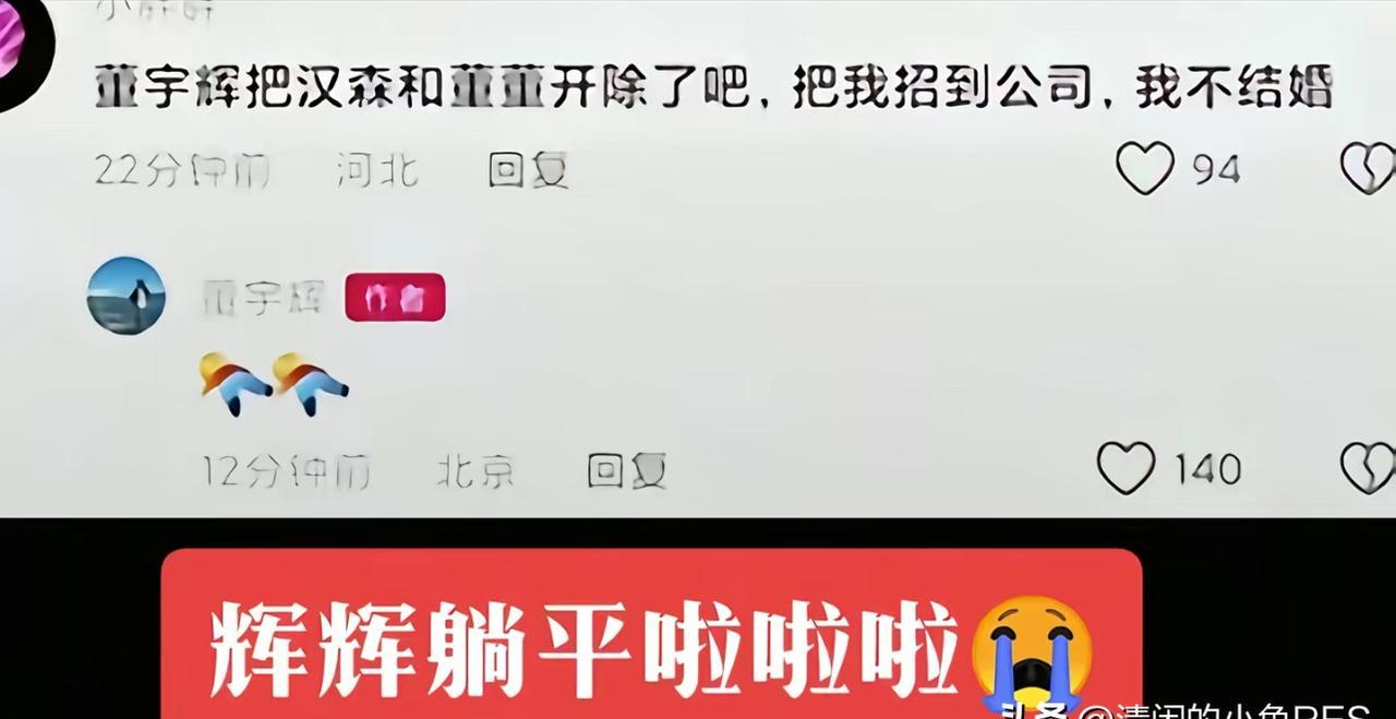 董宇辉最近有点烦，不是因为货卖不好，而是被网友的“解雇”言论搞得哭笑不得。他直