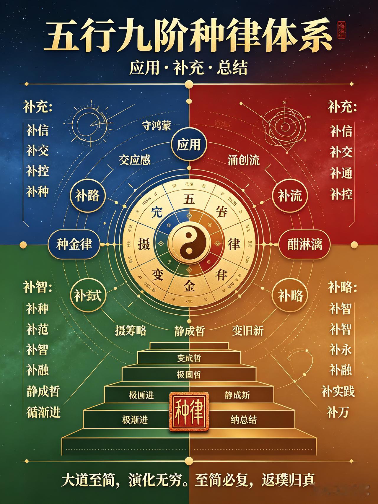 宇宙学为何令人着迷?可以五行九阶种律体系推演。这套逻辑框架把宇宙从微观粒子到宏