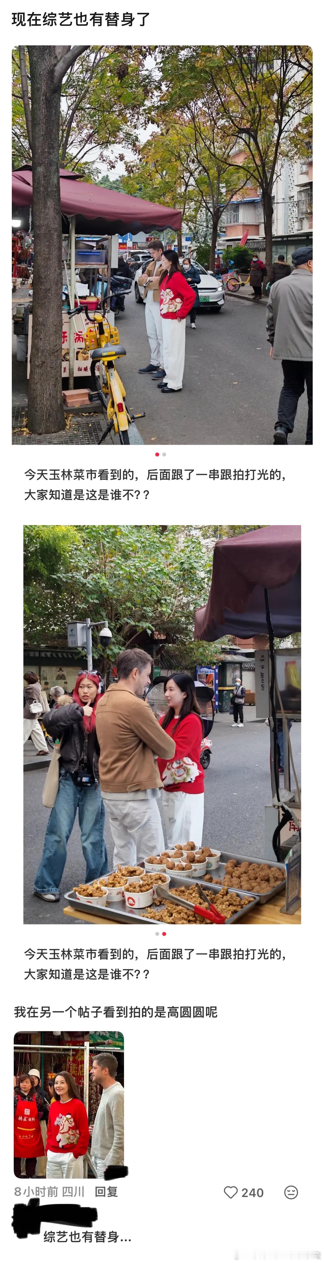 综艺就不需要光替了吧高圆圆综艺替身