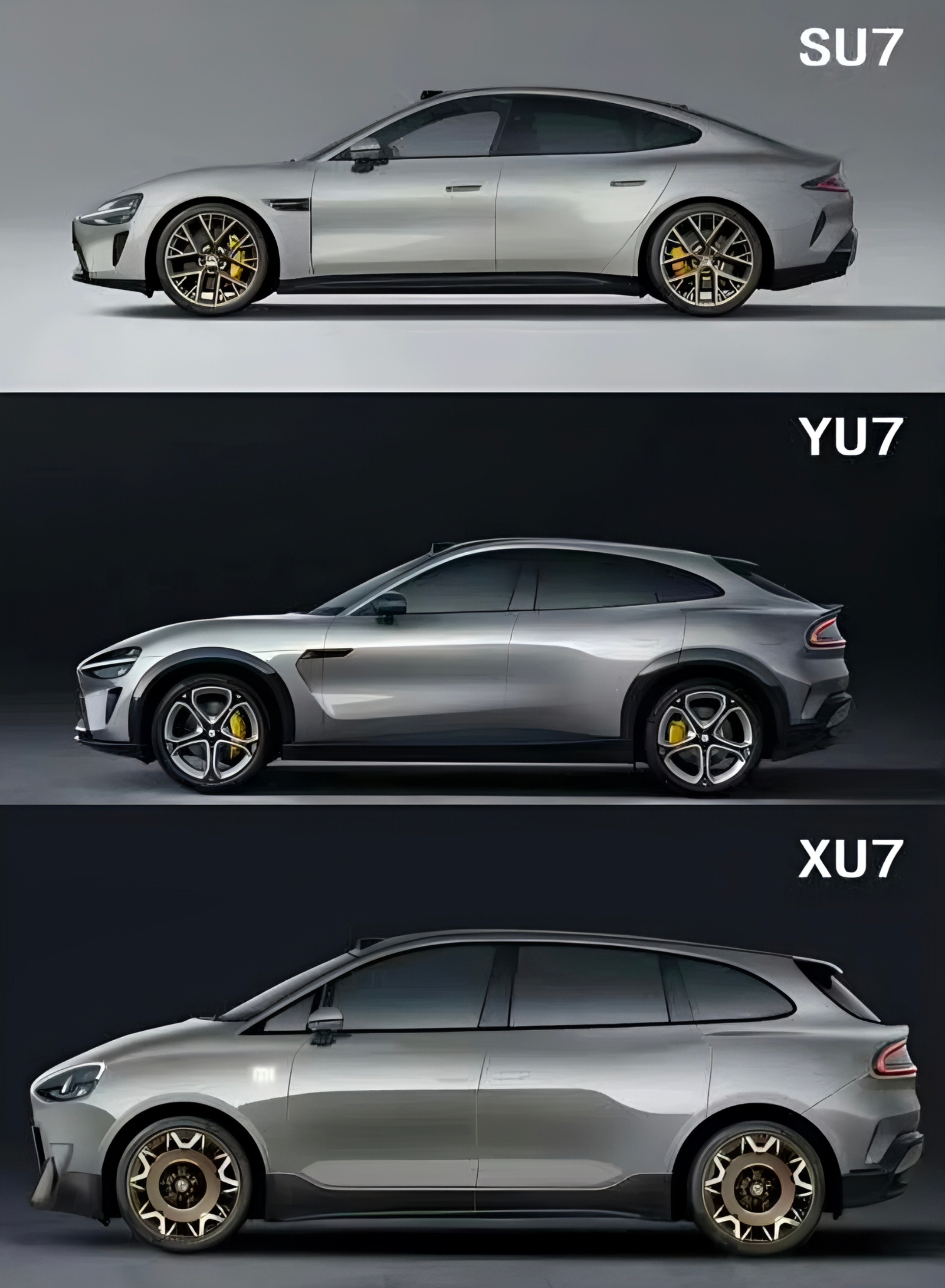 网友P图版小米MPV，放一起更突显了SU7和YU7有多好看。小米汽