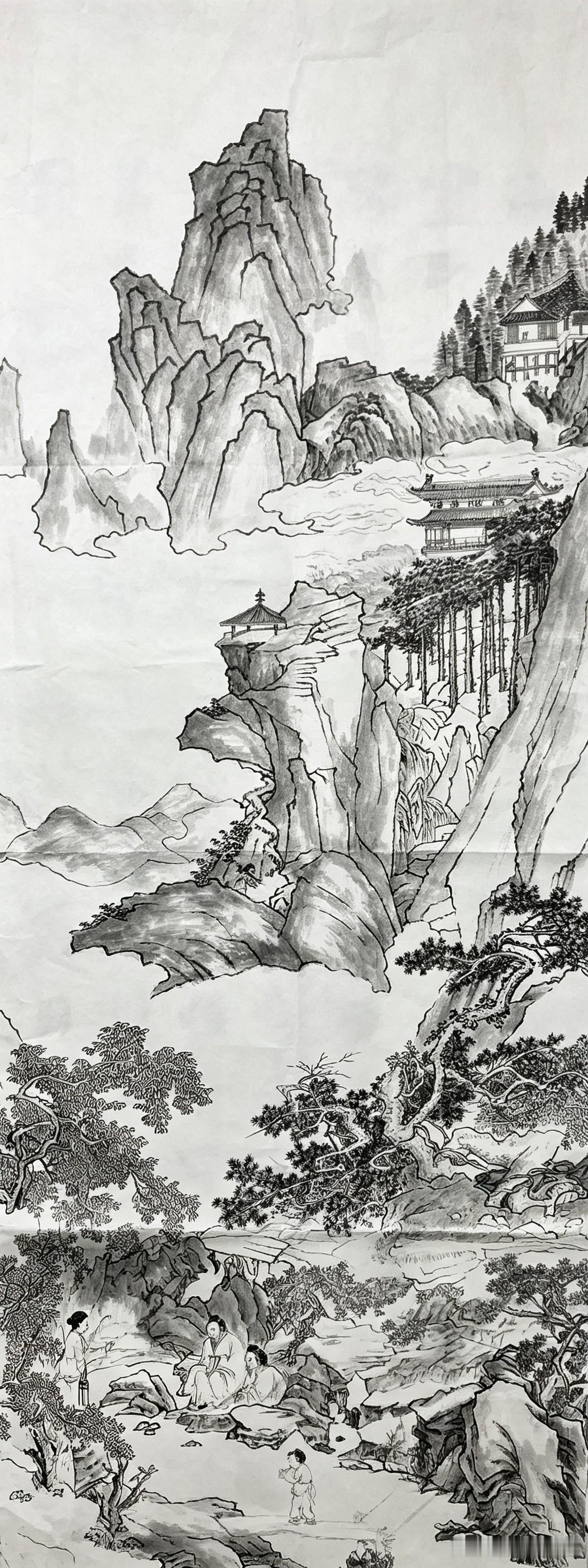 画个六尺山水国画，太不容易啦！还得有几天能画完啊？