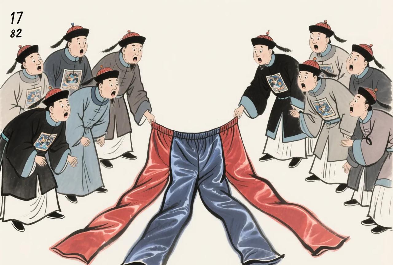 在乾隆皇帝要求下，官员颤抖着将那条绣满五彩鸳鸯的绸裤展开时，养心殿的空气骤然凝固