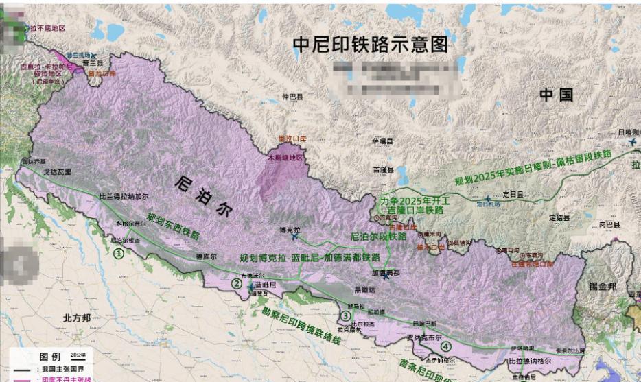 中尼铁路争取在2025年开工建设，难度相当之大！从日喀则市通往加德满都市的中尼铁