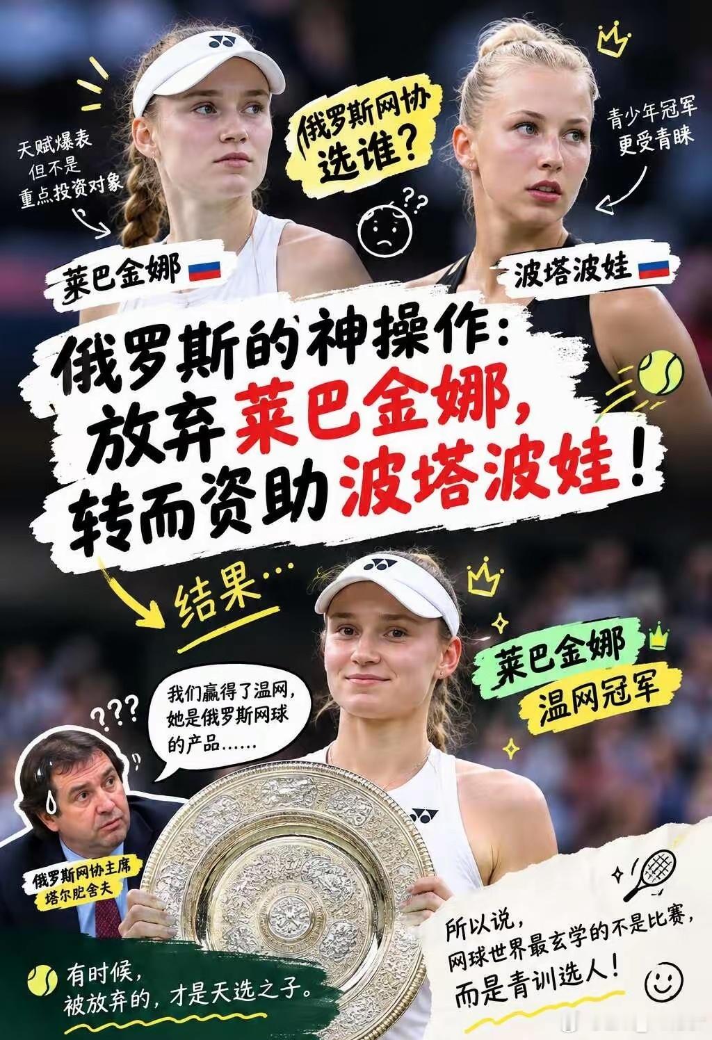 莱巴金娜的传奇故事，你大概率没听过。如果告诉你，一个后来拿下温网冠军的女孩，当年