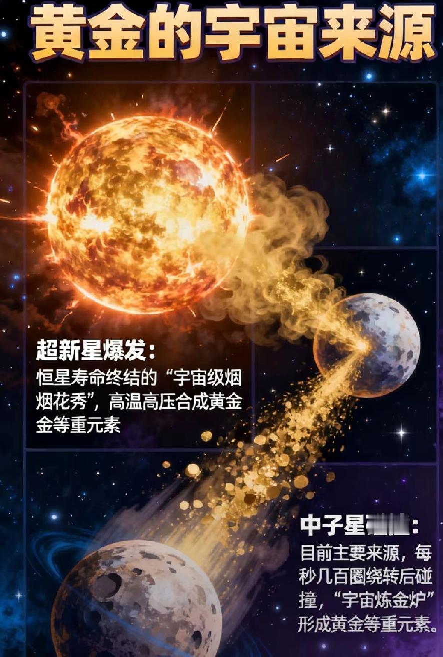 黄金为什么贵?因为地球本身,是炼不出黄金的。它的故乡在外太空。在宇宙中,只有两种