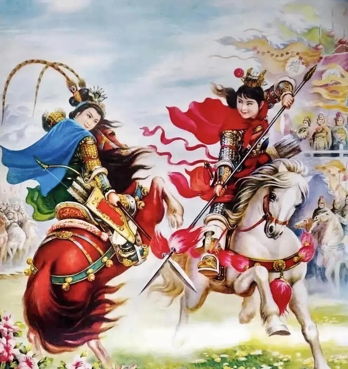 杨文广一见辽国五虎上将胡黑塔枪挑周天龙，他是催战马提起手中亮银枪直奔胡黑塔，二人