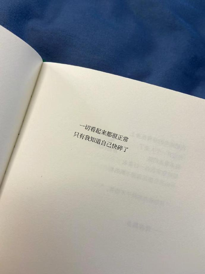 “一切看起来都正常，只有我知道自己快碎了。”​​​