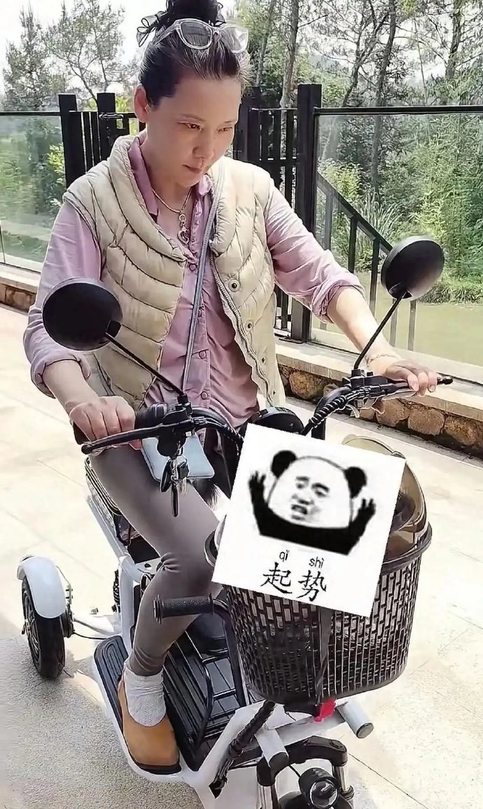 63岁何赛飞晒晚年生活，在大别墅里骑电动三轮车，吓出表情包！​​​