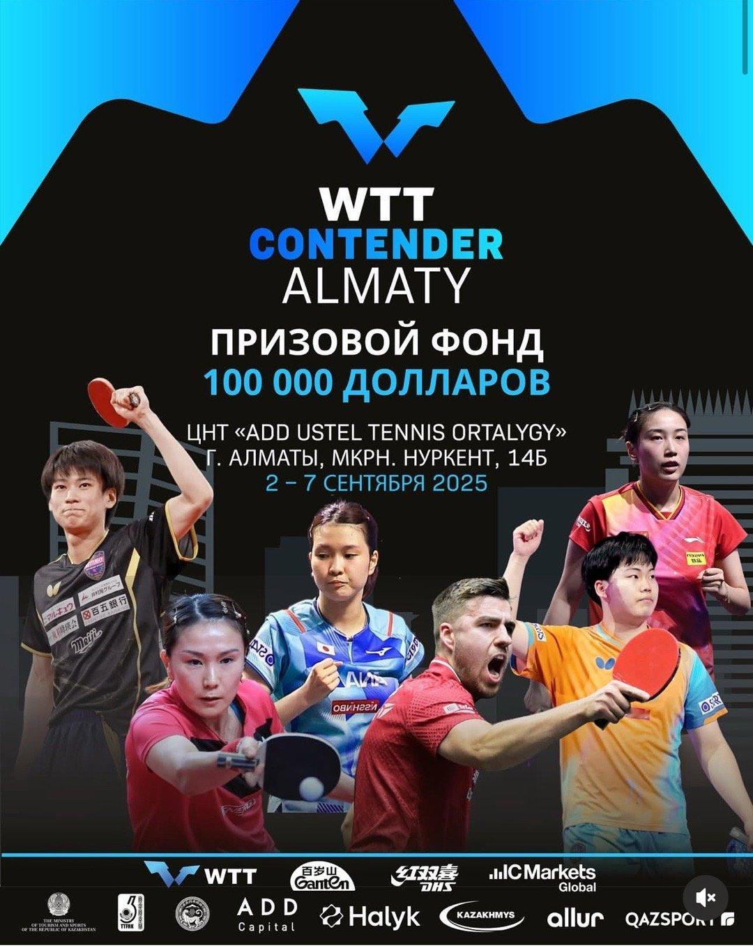 哈萨克斯坦乒协发布的2025wtt阿拉木图挑战赛的海报本来我也想去阿拉木图的但