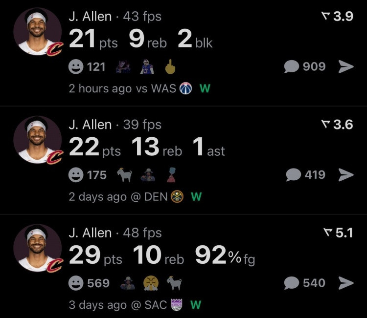 吃饼吃到饱！在哈登￼加盟后的三场比赛中，阿伦分别得到了29分、22分、21分。场