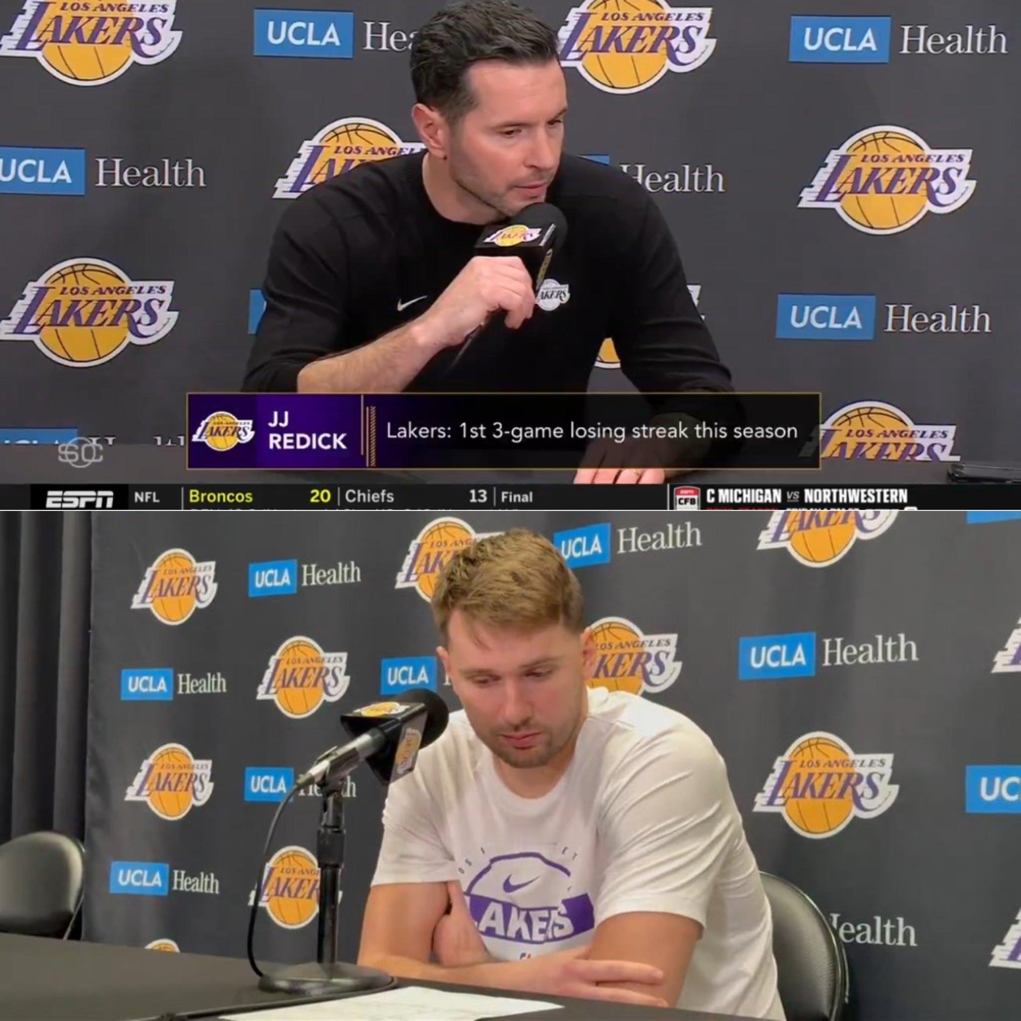 东契奇和雷迪克谈湖人目前的处境：雷迪克：“我们是一支糟糕透顶的篮球队。我们不够在