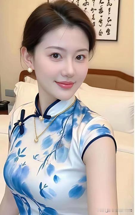 小姐姐一身着青花旗袍，温婉一笑惊艳时光，东方韵味藏不住啦！你能给打多少分呢？