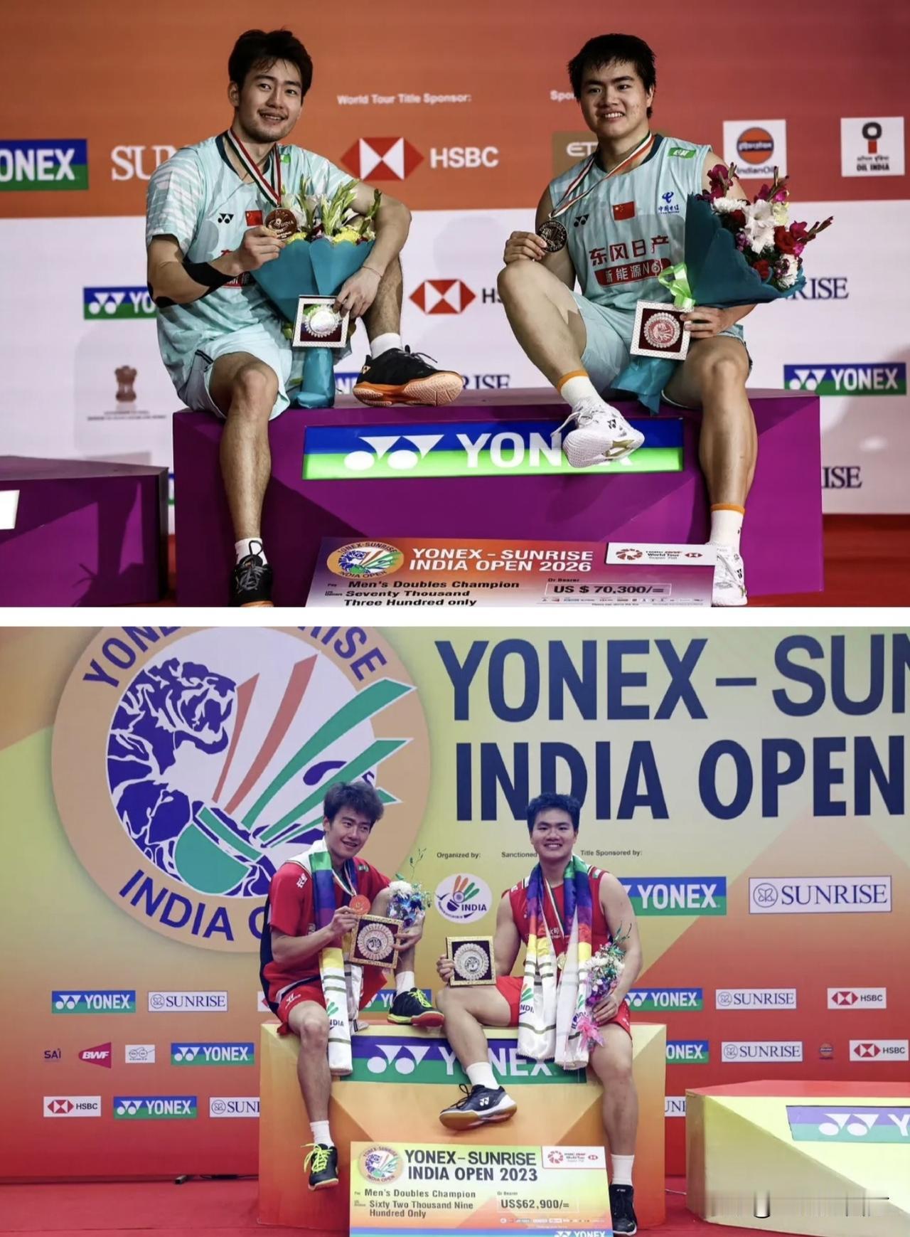 印度羽毛球公开赛男双决赛，梁伟铿/王昶以17-21、25-23、21-16逆转险