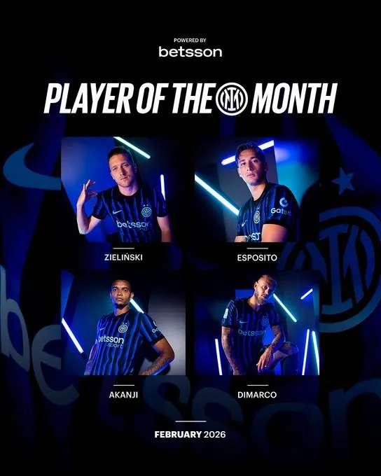 2月份的最佳，我希望是泽林斯基。这四个预选者中，阿坎吉在欧冠上的漫不经心的失误太