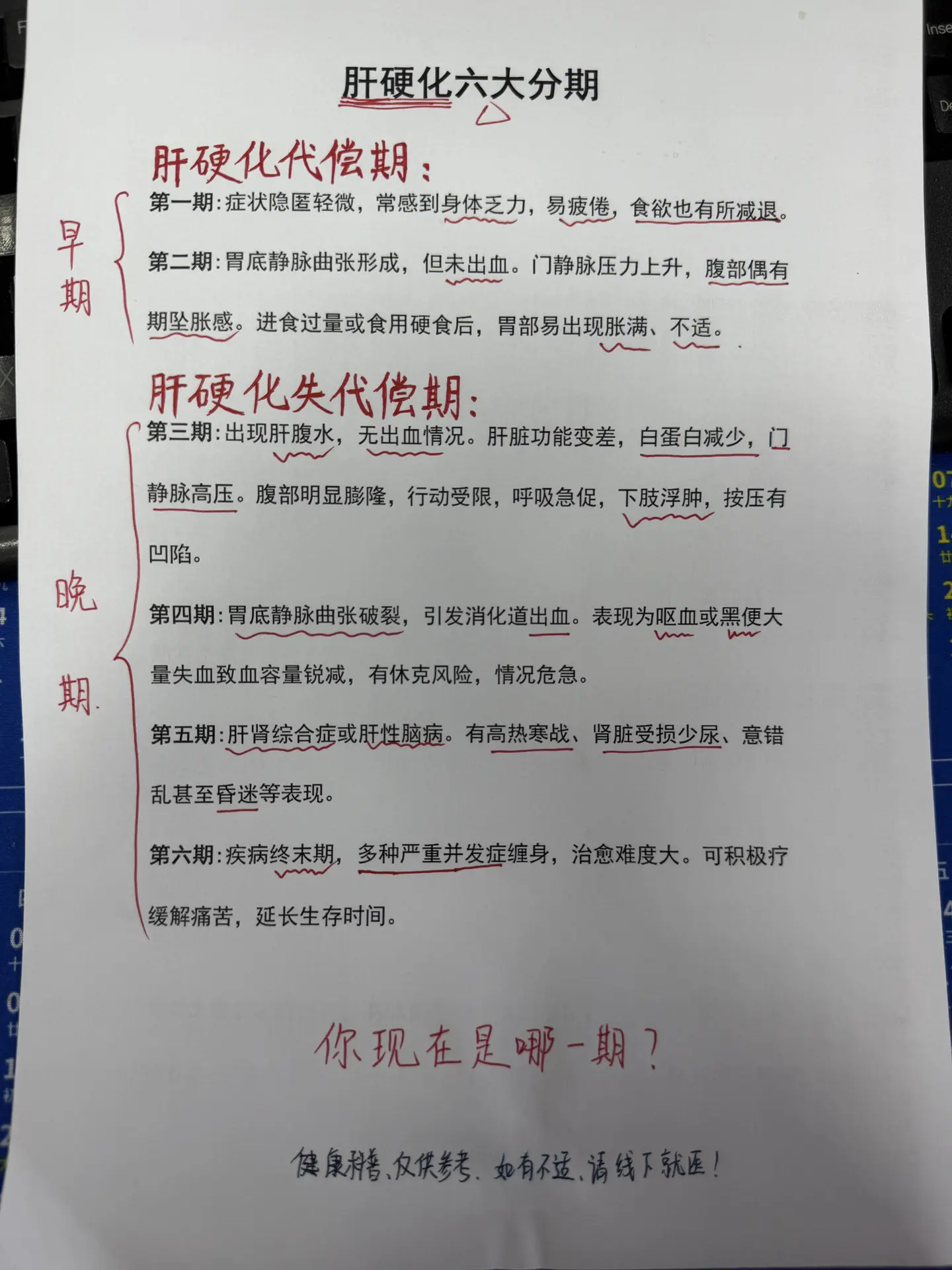 肝硬化六大分期，你现在在哪一期呢？