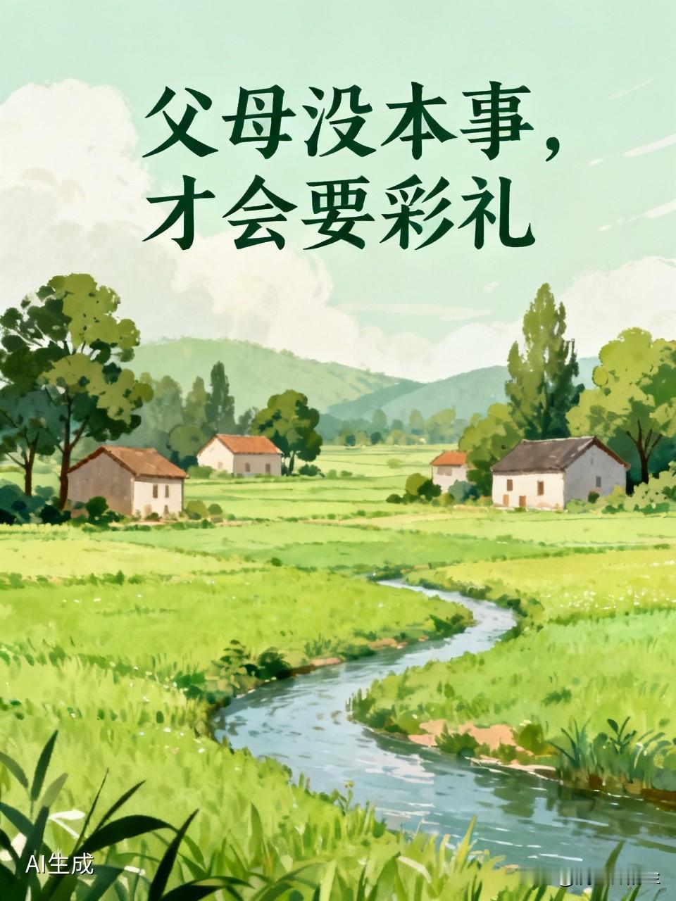 父母没能力，才会索要彩礼。我们村有一户人家，早年前往深圳打工，后来回村开办了厂