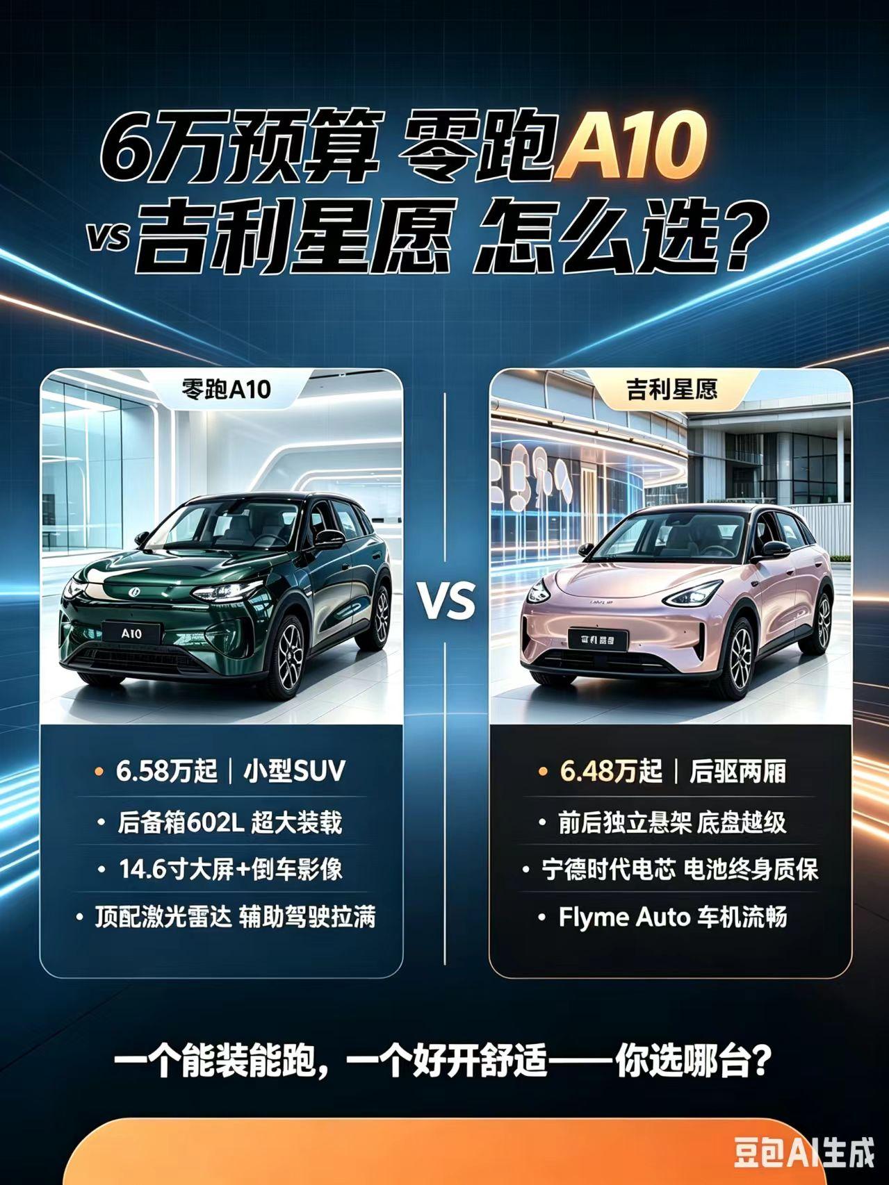 6万左右的预算，零跑A10还是吉利星愿？手里攥着6万出头想买车，这两台大概率会