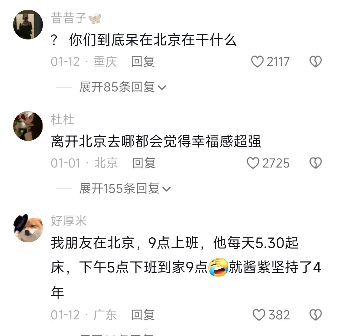 在北京上班的容忍度belike