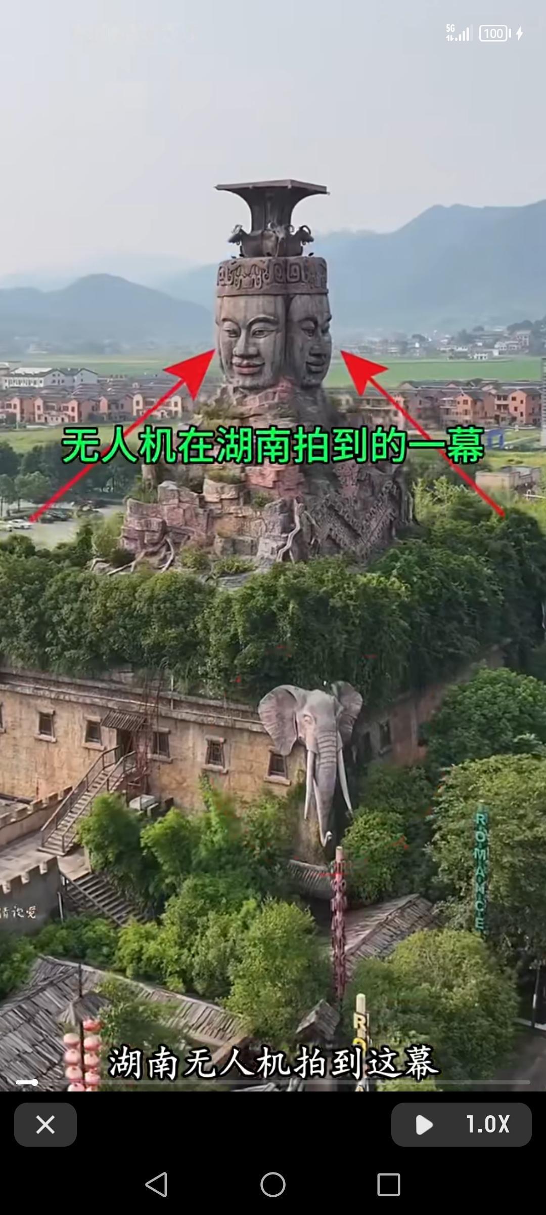 湖南这奇葩建筑真是让人惊掉下巴！三面佛头顶羊群，墙四角还挂着象头，这组合简直绝了