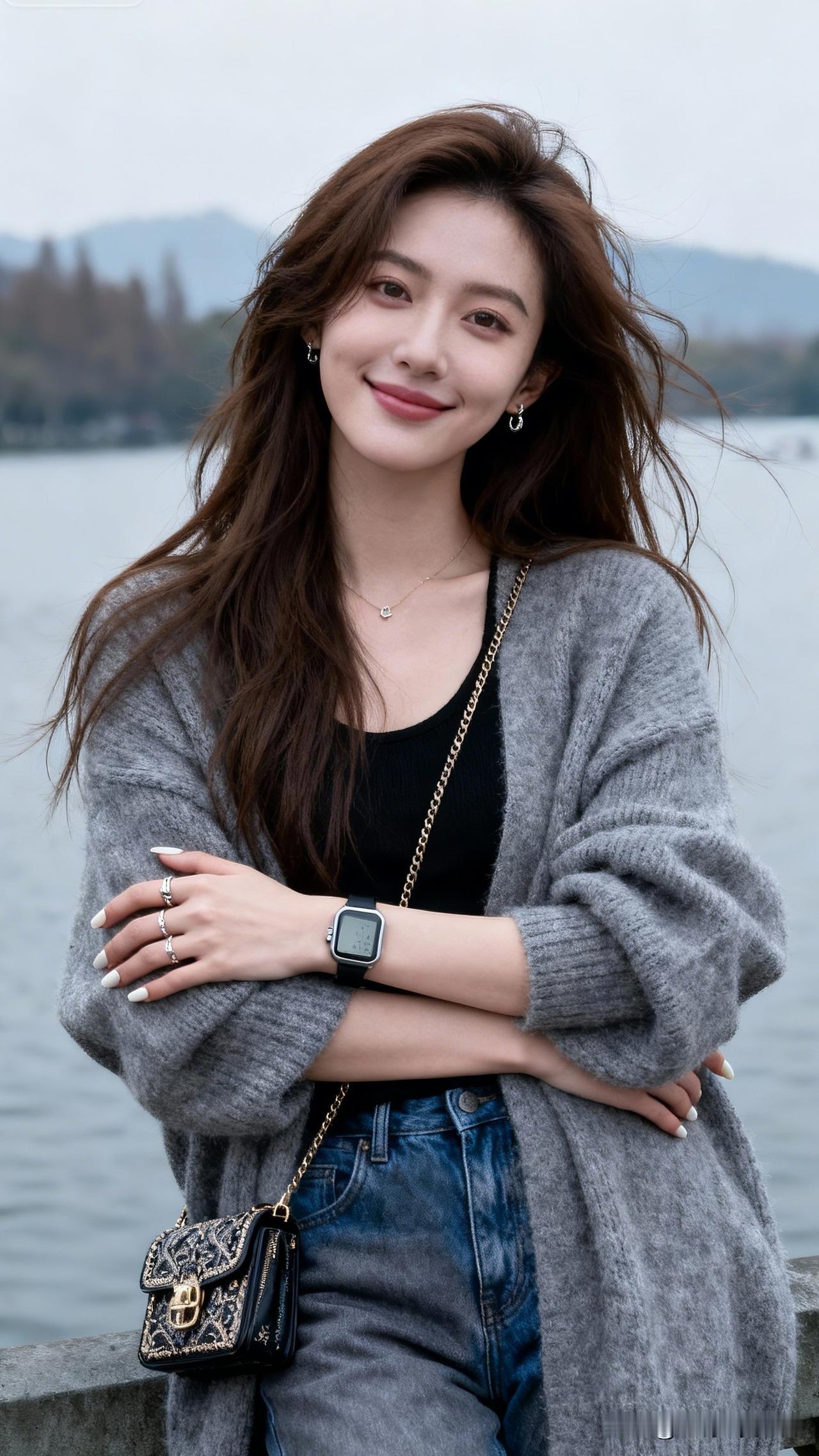 湖畔美人倚，风姿绰约间。用镜头记录生活的美秋日暖阳下的甜美笑容，温柔穿搭尽显自