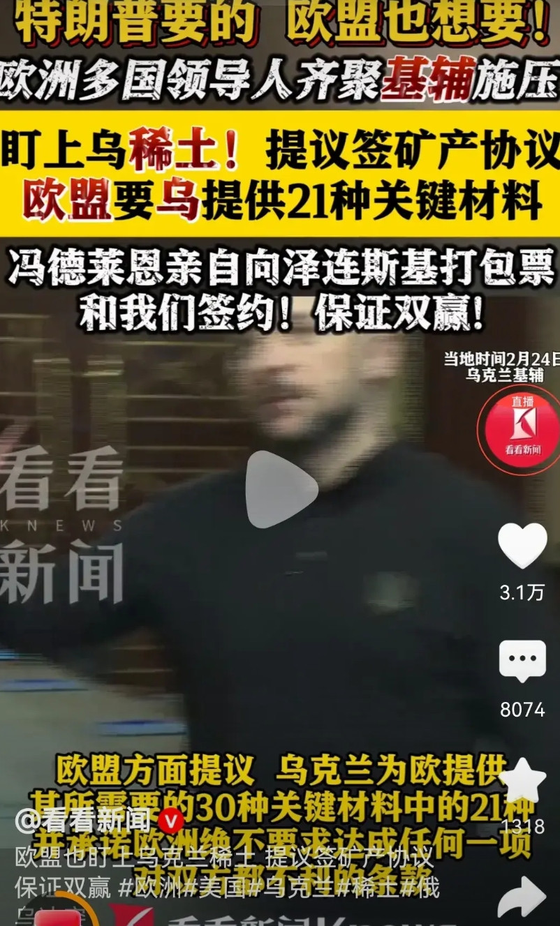 乌克兰所有的盟友都露出了吃人的獠牙。乌克兰这仗打的，地丢了，人没了，资源也没了