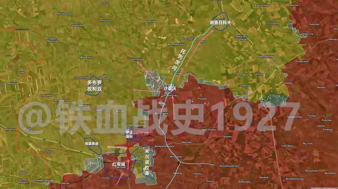 今天，俄乌冲突红军城战场，处于米尔诺拉德（俄称季米特洛夫）的乌军彻底被俄军包围，