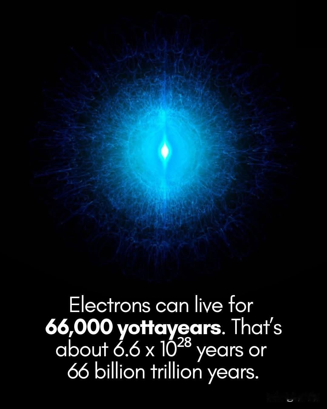 电子的寿命比宇宙的当前年龄长近十亿亿倍。电子的极度稳定性是物质乃至生命得以存