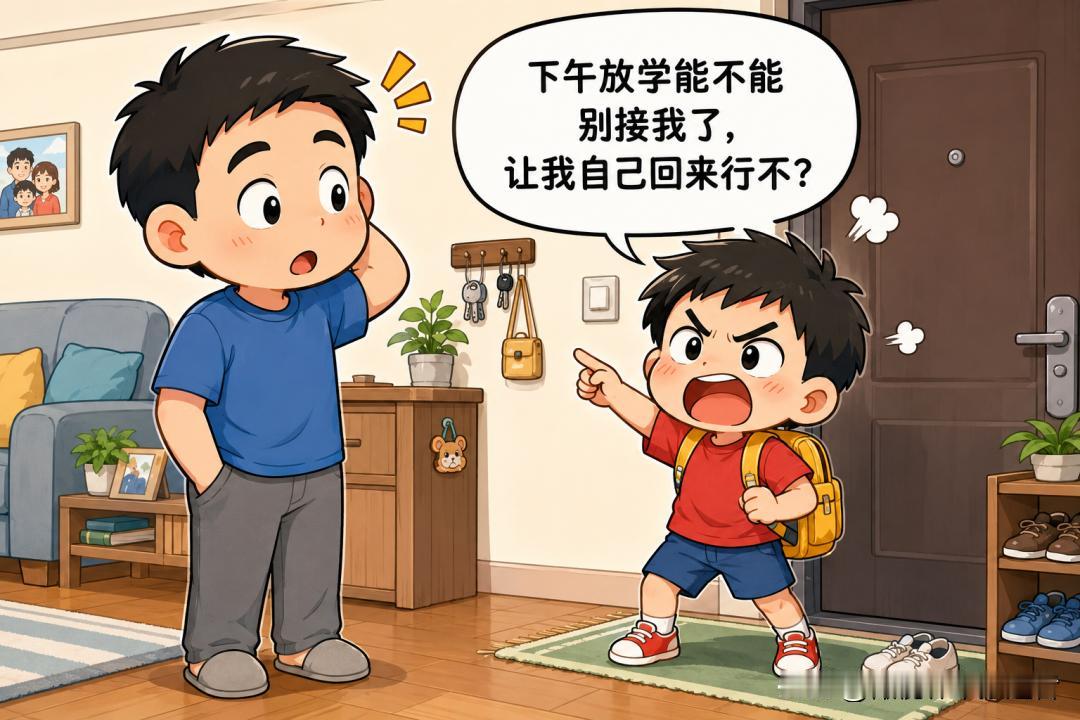 分享幽默图片：早上儿子发飙了：“下午放学能不能别接我了，让我自己回来行不？幽默搞