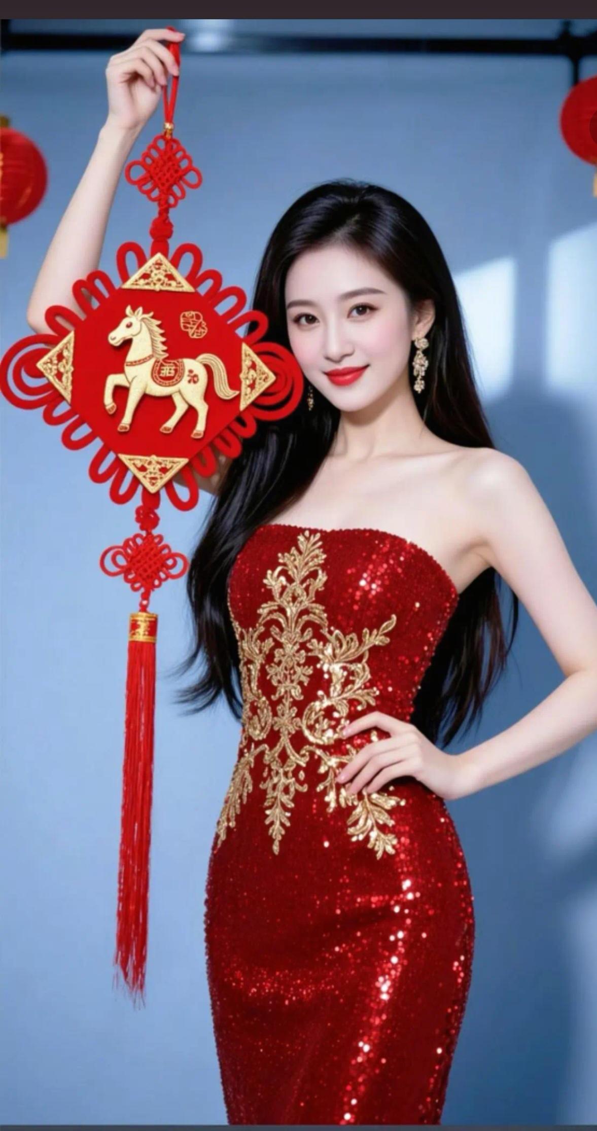 红妆美人，金马迎春。