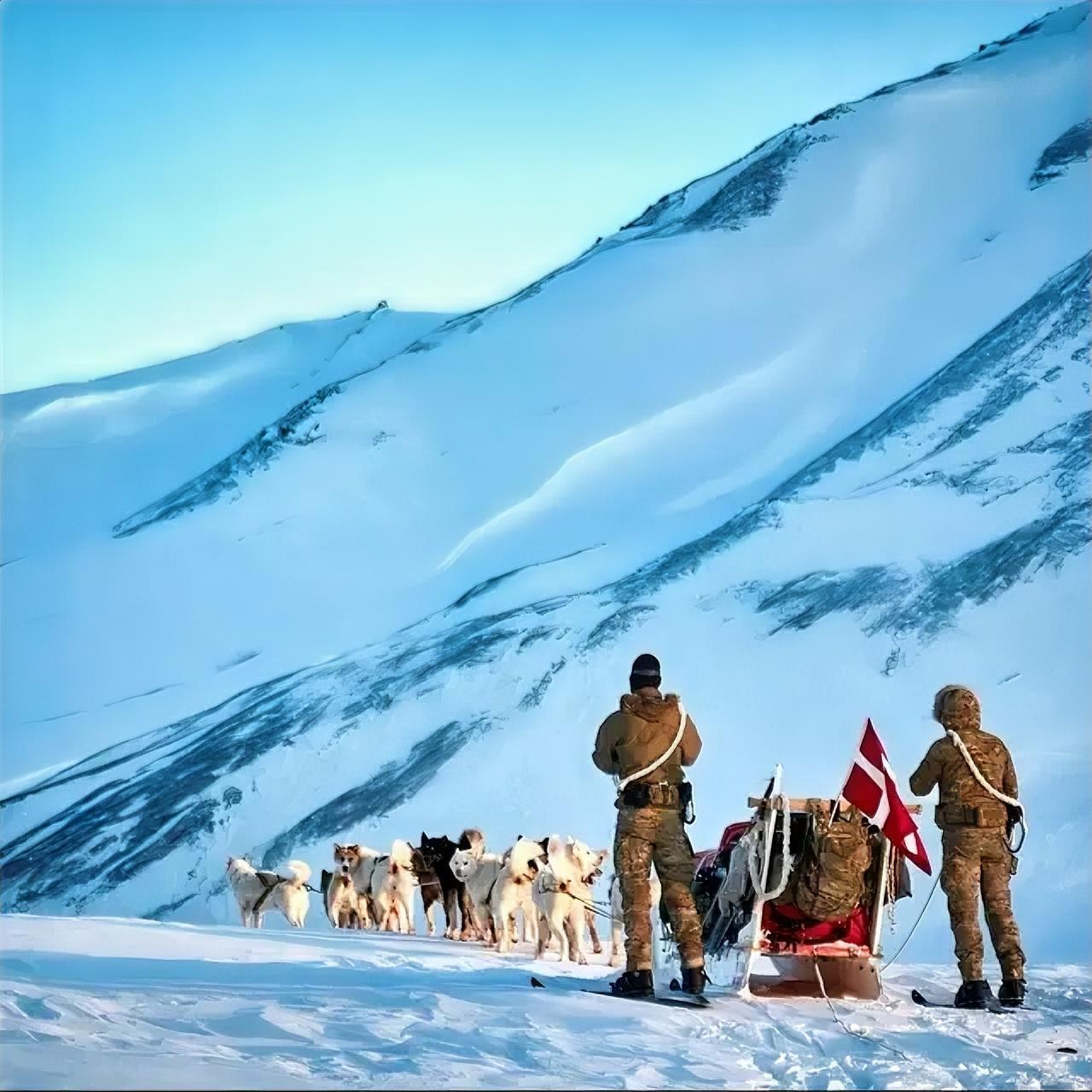 这是丹麦国防军驻格陵兰岛的精锐部队。著名的雪橇部队。