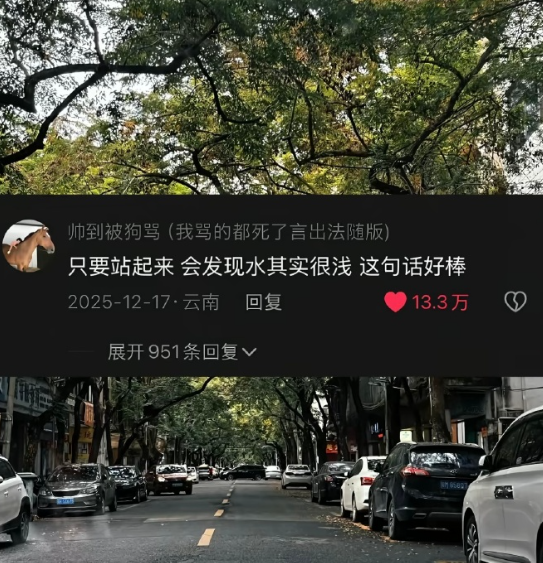 “只要站起来会发现水其实很浅”这句话真的太有力量了​