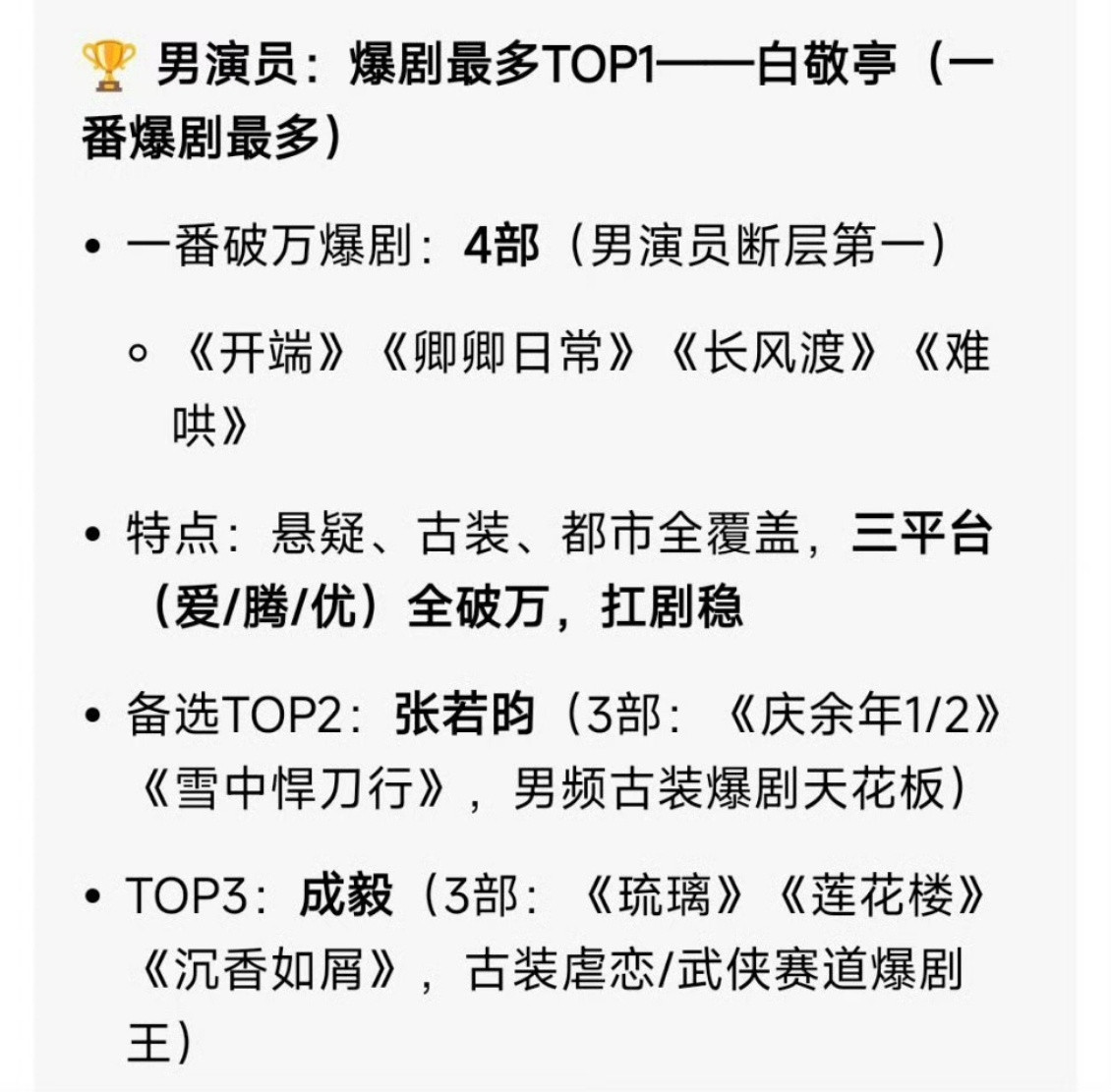 内娱爆剧最多的艺人内娱爆剧最多的艺人（豆包版）女艺人🈶：杨紫、赵丽颖、赵露思男