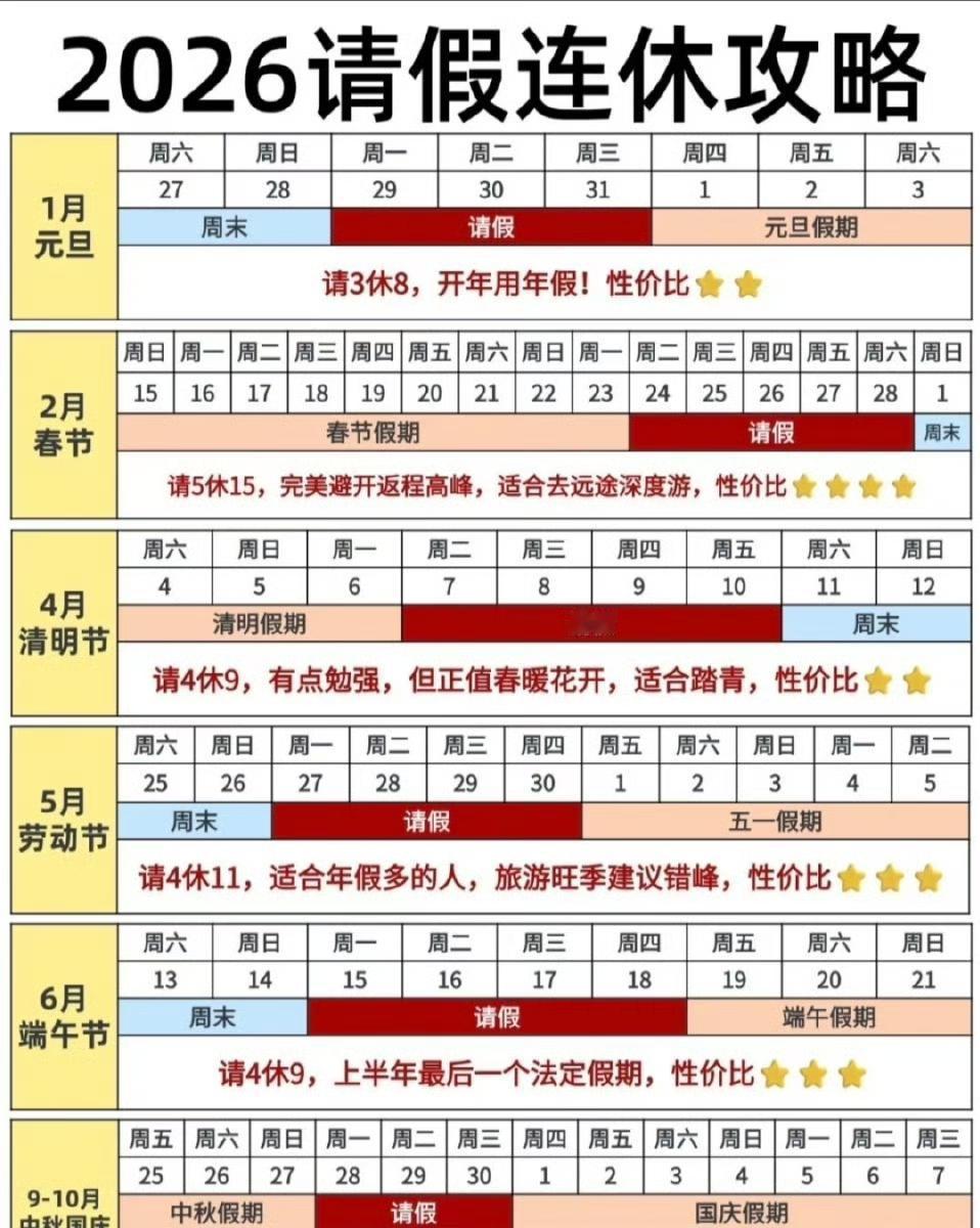 元旦请3可休8！！！！2026年的假期安排太让人惊喜了！元旦1月1日