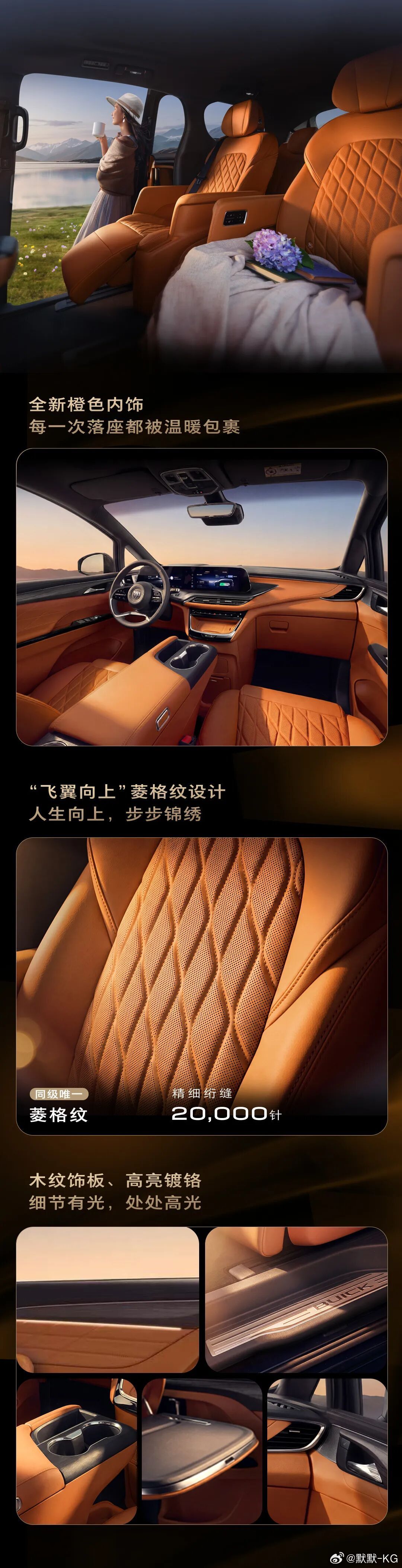 别克GL8PHEV陆尚的改动主要是配色和材料了，用上了目前豪华产品最喜欢的爱马