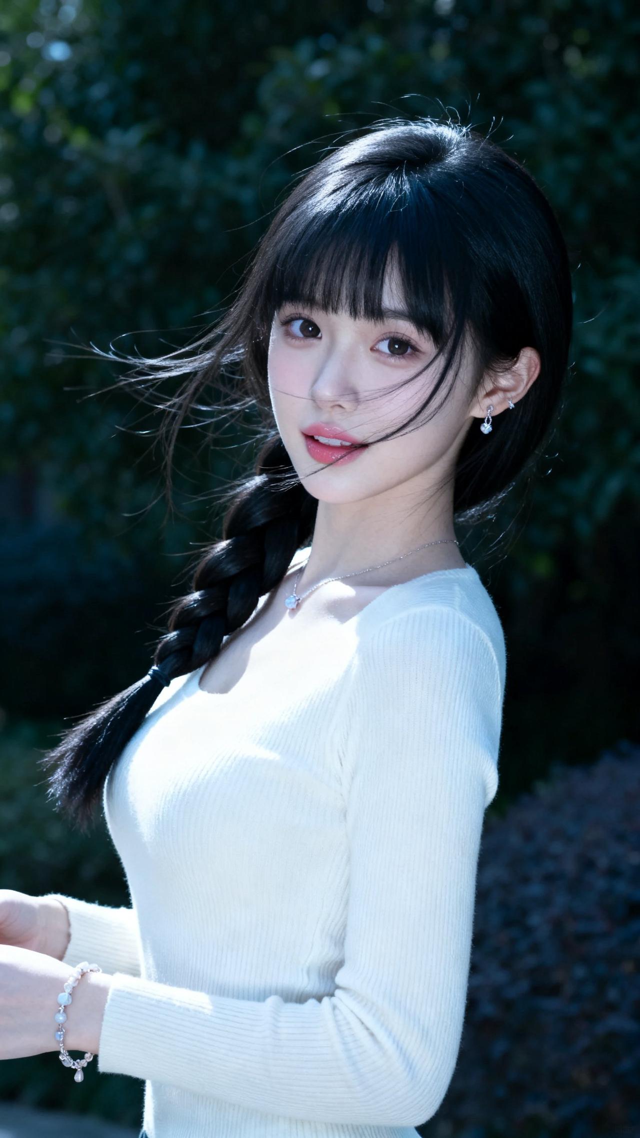 清新少女风，白衣飘飘，黑发飘逸，自然光下更显动人。分享美女穿搭服饰白裙少女风