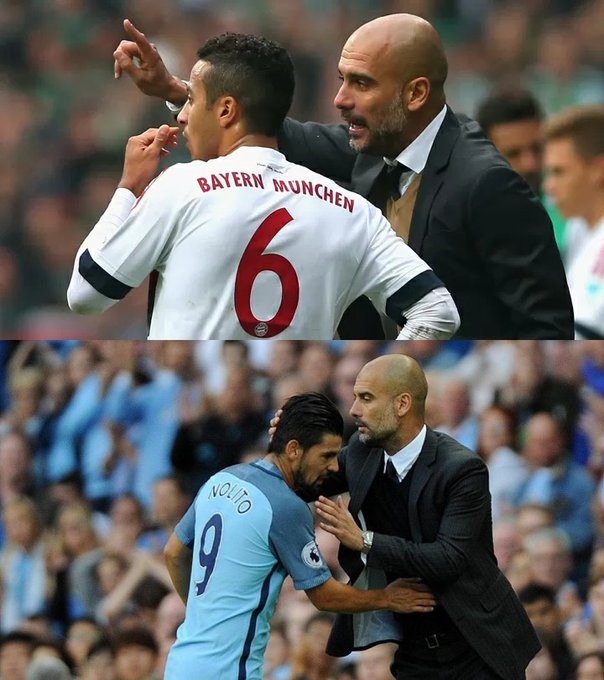 在瓜迪奥拉的整个执教生涯中，他只签下过两名他之前在其他俱乐部执教过的球员：•蒂亚