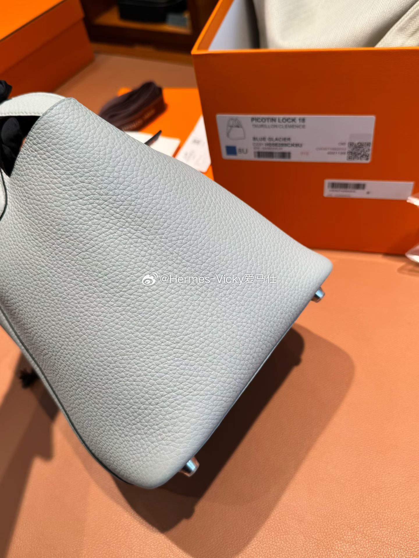 Picotinlock18TC皮8U冰川蓝银扣爱马仕hermes​​​
