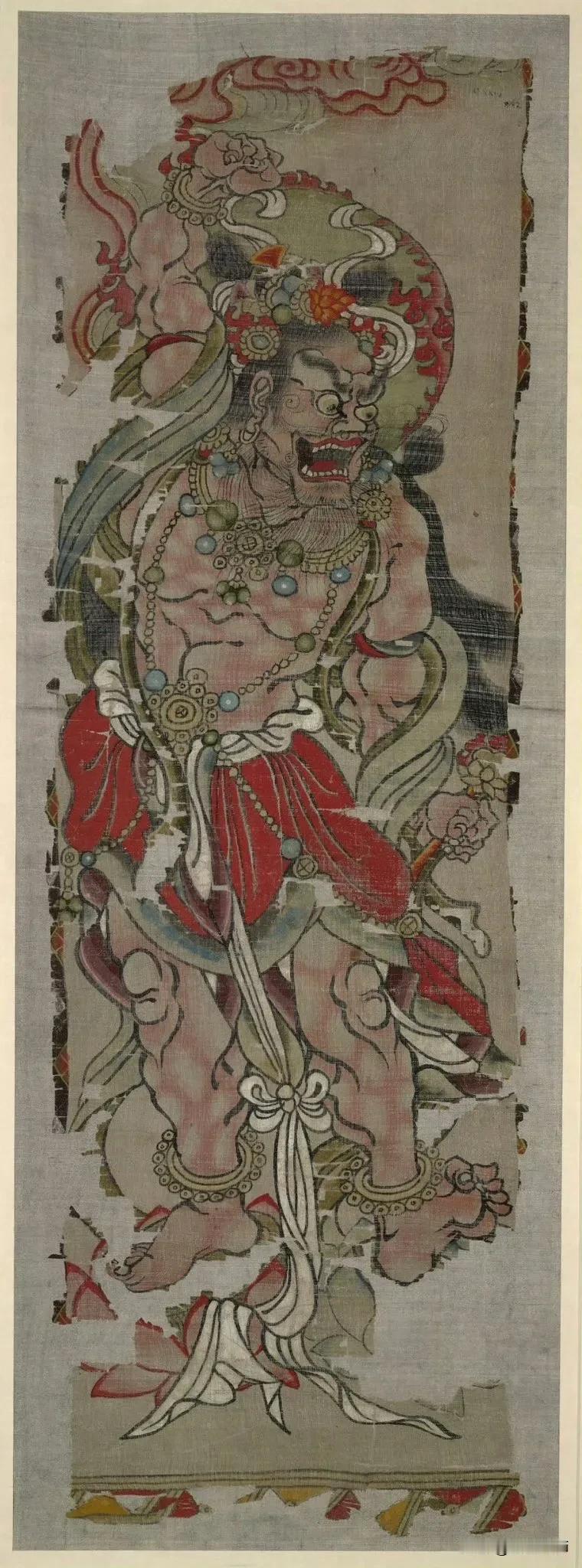 大英博物馆藏敦煌出土唐代帛画幡金刚手菩萨壁画珍品古典艺术品收藏文物文藏唐培