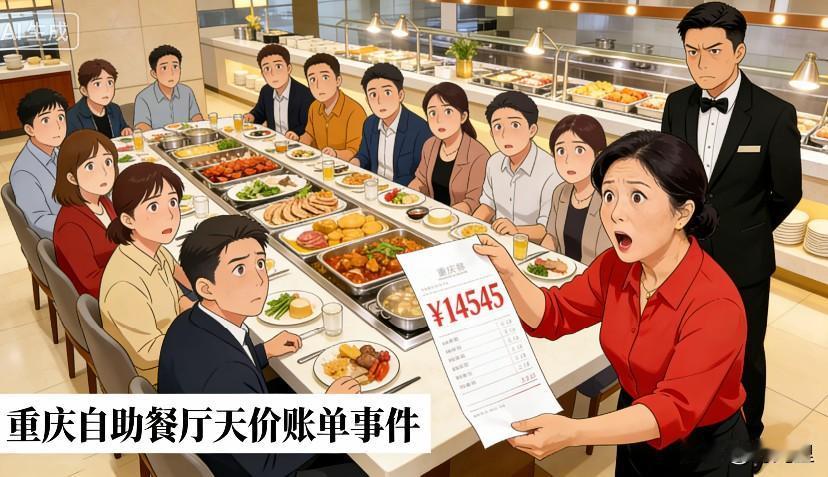 这下悲剧了吧？重庆有个女生请17人吃自助，招牌明明写着302元一个人，大概也
