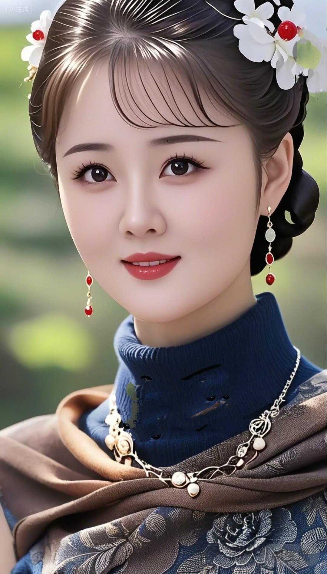 古风美人，花簪映红妆，温婉动人。