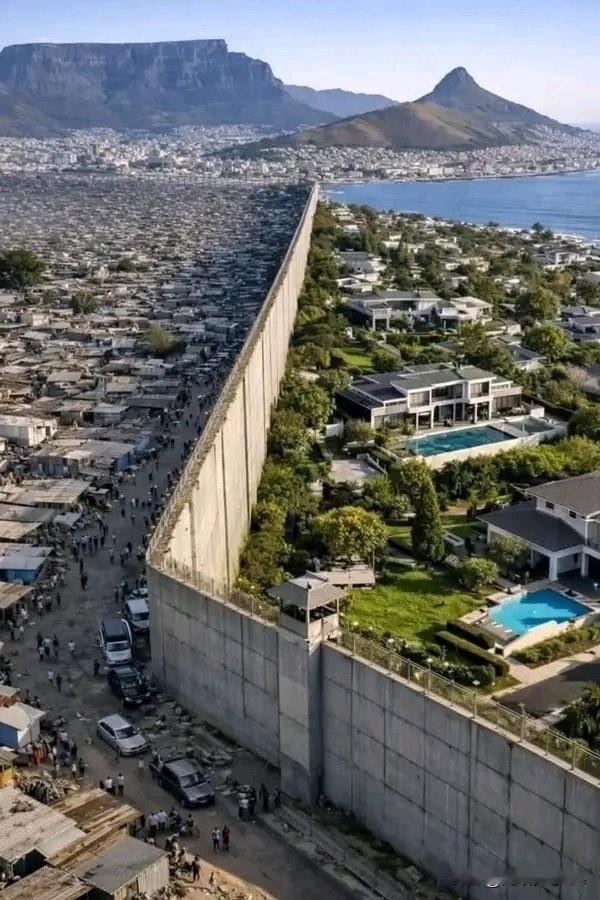 据说这是南非开普敦的长城。海滩都不留给墙另一边的人。[捂脸哭][捂脸哭]