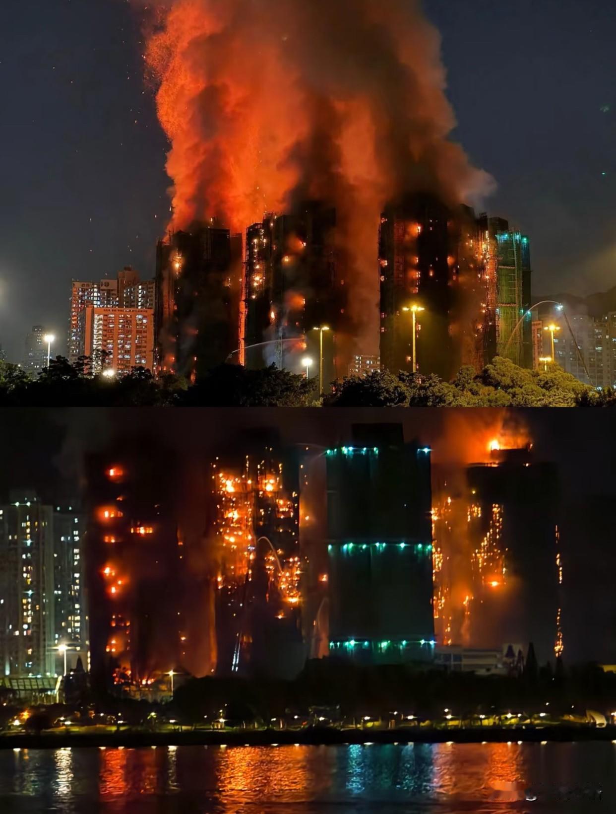 破防了！香港大埔大火太揪心😭下午2点51分左右，宏福苑宏昌阁外墙棚架起火