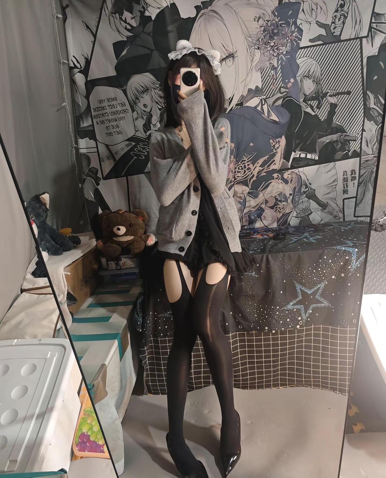 居家穿搭。黑丝御姐