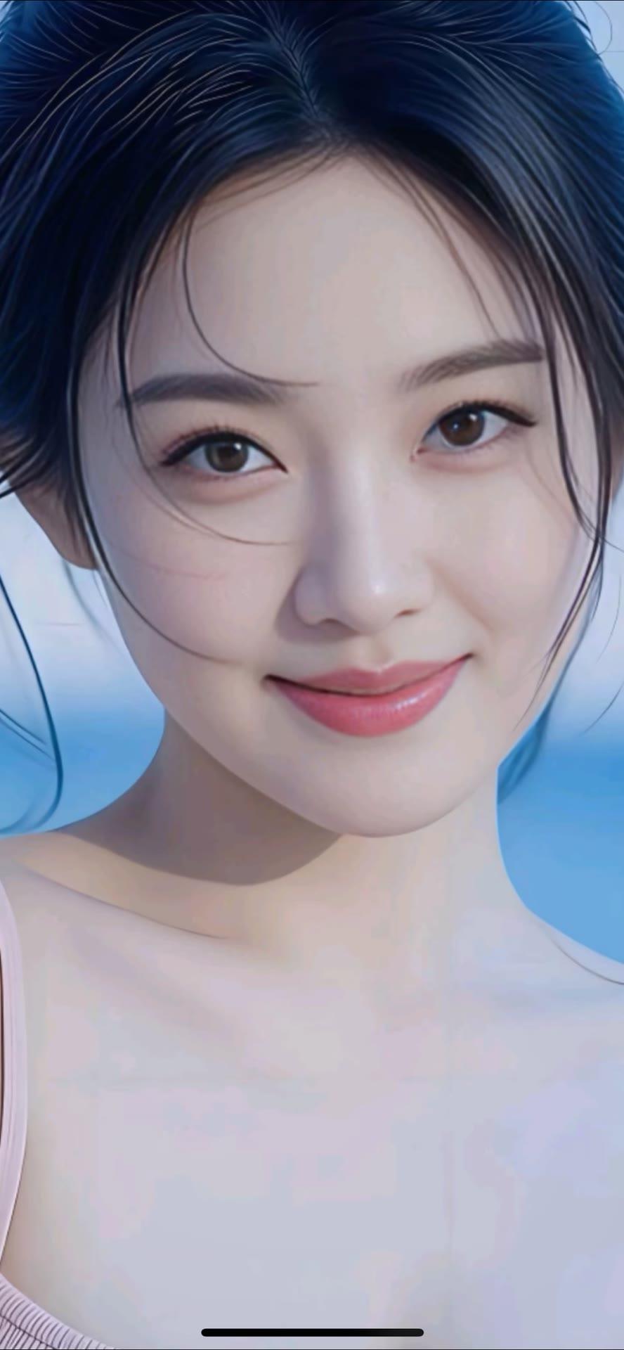 温柔微笑，蓝天下的小仙女🌟